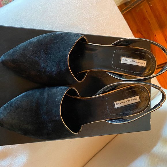 Dries Van Noten Black Suede Slingback Pumps 37 - Picture 10 of 11